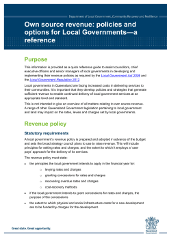 Own source revenue: policies and options for Local Governments