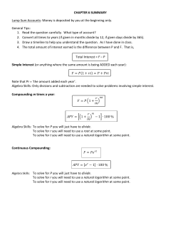 CHAPTER 6 SUMMARY Lump Sum Accounts: Money is deposited