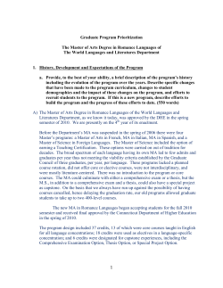 1 Graduate Program Prioritization The Master of Arts Degree in