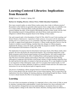 Learning-Centered Libraries: Implications from Research