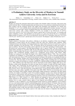A Preliminary Study on the Diversity of Monkeys in Nnamdi Azikiwe