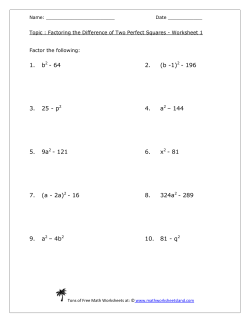 Factoring the Difference of Two Perfect Squares Five Pack