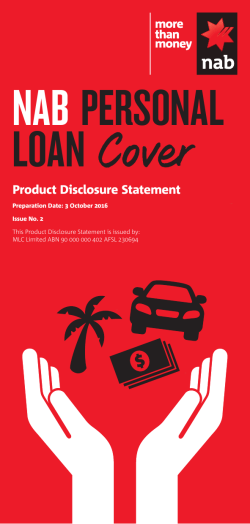 NAB Personal Loan Cover Product Disclosure Statement