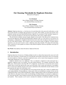 On Choosing Thresholds for Duplicate Detection - Hasso