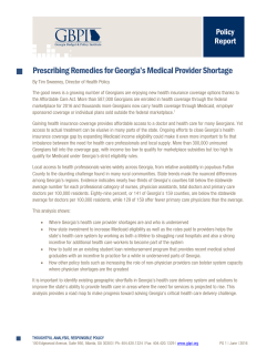 Prescribing Remedies for Georgia`s Medical Provider Shortage