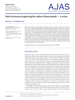 Role of oxytocin in improving the welfare of farm animals &mdash; A review
