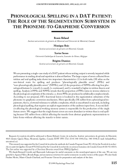 Cognitive Neuropsychology