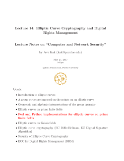 Lecture 14: Elliptic Curve Cryptography and Digital Rights