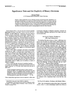 Significance Tests and the Duplicity of Binary Decisions