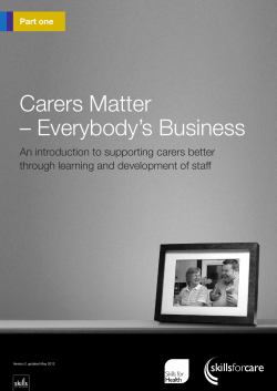 Our carers matter - part one