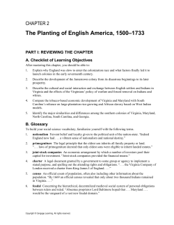 The Planting of English America, 1500&ndash;1733