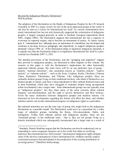 Beyond the Indigenous/Minority Dichotomy