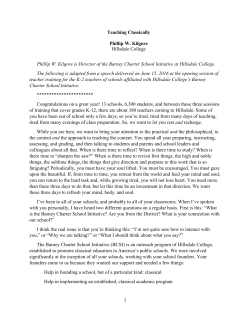 Teaching Classically Phillip W. Kilgore Hillsdale College Phillip W