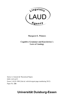 Cognitive Grammar and Kurylowicz`s Laws of Analogy
