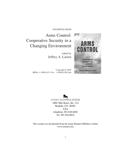 Arms Control: Cooperative Security in a Changing Environment