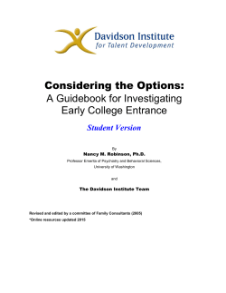 A Guidebook for Investigating Early College Entrance