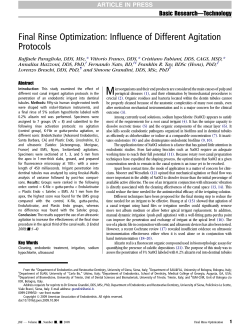 Final Rinse Optimization: Influence of Different Agitation Protocols