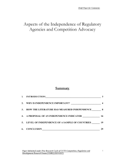 Aspects of the Independence of Regulatory Agencies and Com