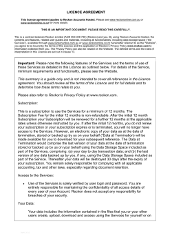 LICENCE AGREEMENT Important: Please note the