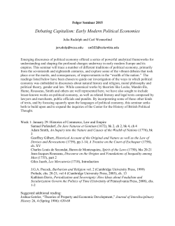 Debating Capitalism: Early Modern Political Economies