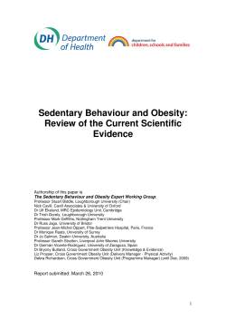 Sedentary Behaviour and Obesity - Physical Activity and Health