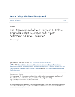 The Organization of African Unity and Its Role in Regional Conflict