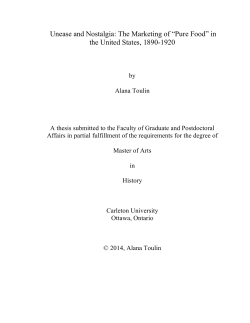 Unease and Nostalgia: The Marketing of &ldquo;Pure Food&rdquo;