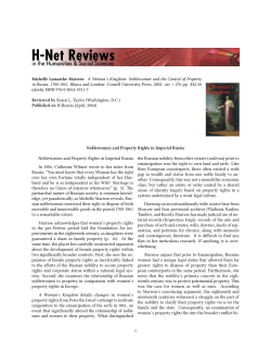 Noblewomen and Property Rights in Imperial Russia - H-Net