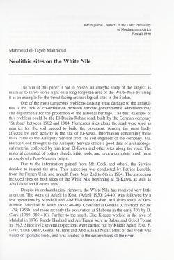 Neolithic sites on the White Nile