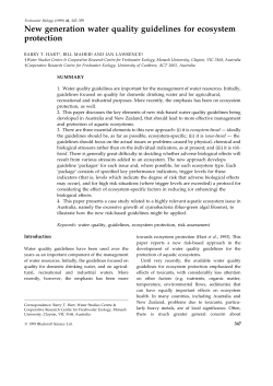 New generation water quality guidelines for ecosystem protection