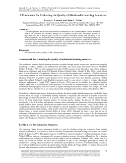 A Framework for Evaluating the Quality of Multimedia Learning