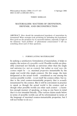 Materialism: Matters of Definition, Defense, and Deconstruction
