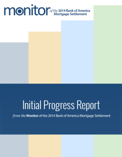 Initial Progress Report - Bank of America Mortgage Settlement Monitor