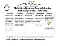 Multi-Arts Vacation Camp Calendar Arctic Expedition