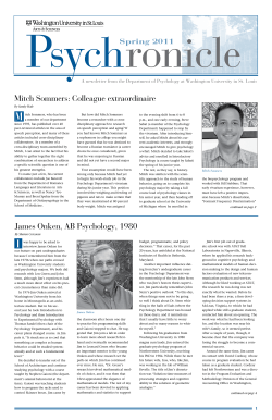 Psychronicle Spring 2011 - psych.wustl.edu