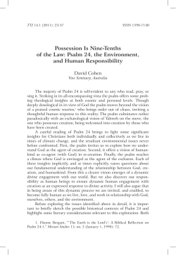 Possession Is Nine-Tenths of the Law: Psalm 24, the Environment