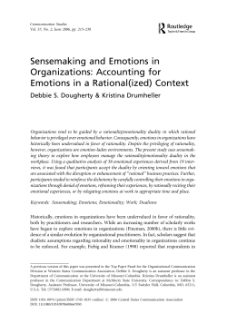 Sensemaking and Emotions in Organizations: Accounting for