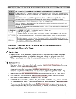 Language Demands of Academic Interaction: Academic