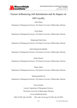Factors Influencing Job Satisfaction and Its Impact on Job Loyalty