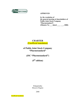 CHARTER (Unofficial translation) of Public Joint Stock Company