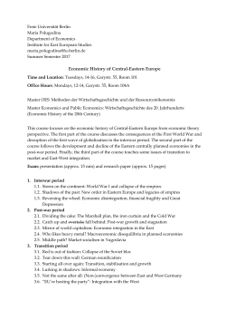 Economic History of Central-Eastern Europe