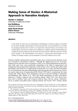 Making Sense of Stories: A Rhetorical Approach to Narrative Analysis