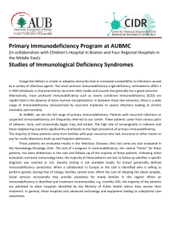 Primary Immunodeficiency Program at AUBMC Studies of