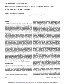 The Biochemical Identification of Blood and Bone Marrow Cells of