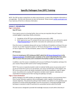 Specific Pathogen Free Training