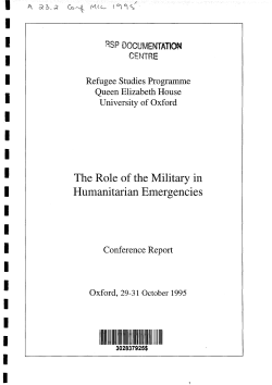 The Role of the Military in Humanitarian Emergencies