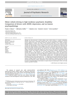 Motor vehicle driving in high incidence psychiatric