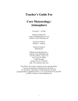 Teacher`s Guide For Core Meteorology: Atmosphere