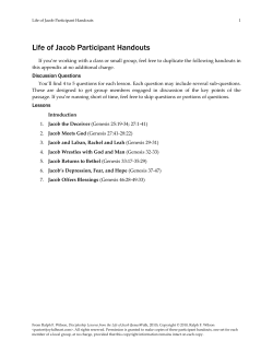 Life of Jacob Participant Handouts
