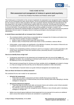 Risk assessment and management of violence in general adult